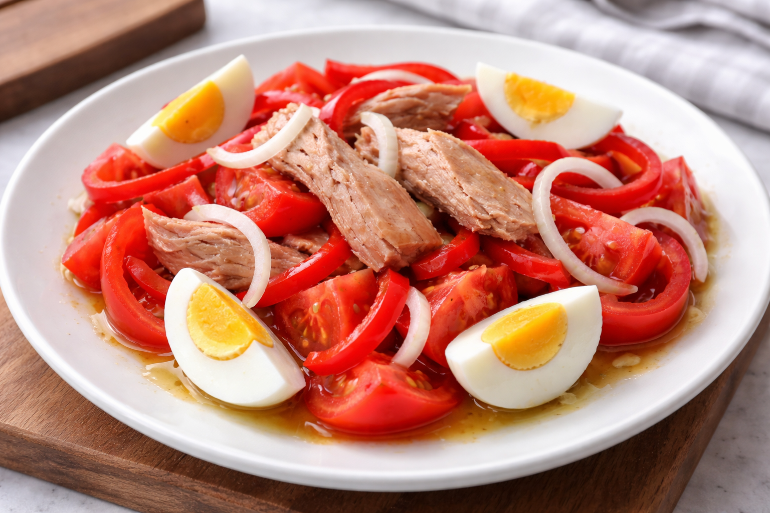 Ensalada de ventresca: receta sencilla con pimiento