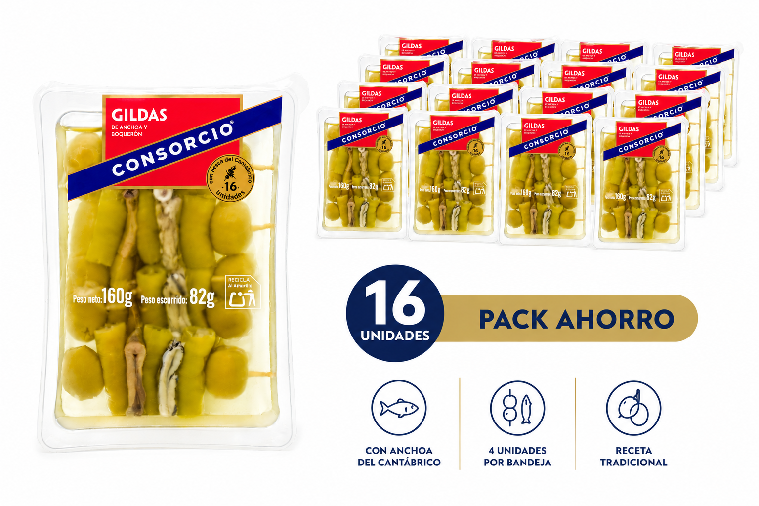 Pack ahorro de 16 Gildas de Anchoa y Boquerón