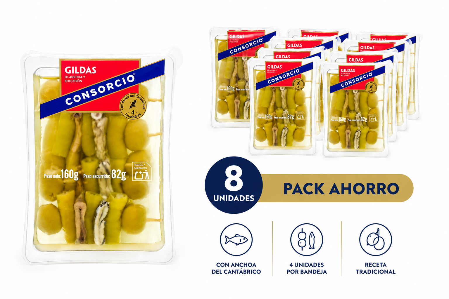 Pack ahorro de 8 Gildas de Anchoa y Boquerón Consorcio