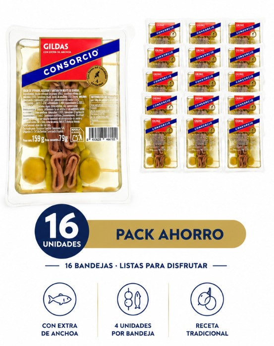 Pack Ahorro de 16 Gildas con Extra de Anchoa Consorcio