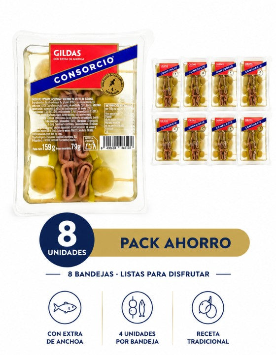 Pack ahorro de 8 Gildas con Extra de Anchoa Consorcio